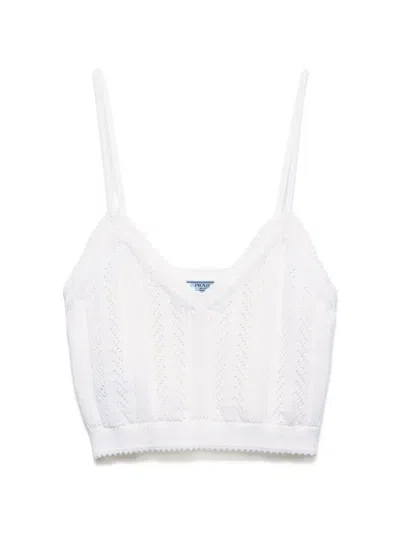 PRADA OPENWORK COTTON CROP TOP