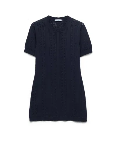 PRADA OPENWORK COTTON MINI-DRESS