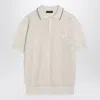 Prada Openwork Talc-coloured Polo In And In White