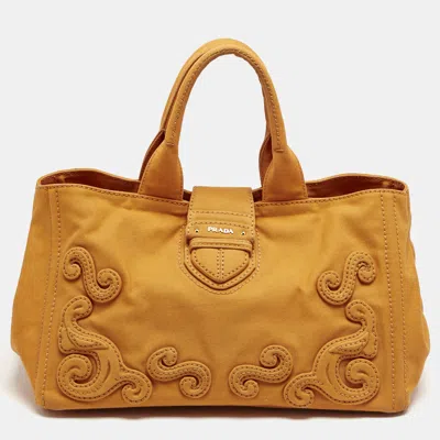 Pre-owned Prada Orange Canvas Shopper Tote