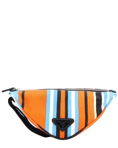 Prada Orange Canvas Triangle Logo Zip Crossbody Printed Large (authentic Pre-  Loved) In Multi