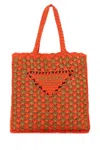Prada Two-tone Raffia Shopping Bag In Orange