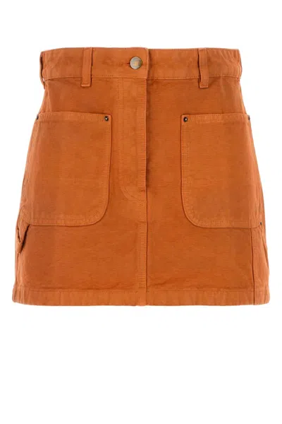 Prada Orange Denim Mini Skirt