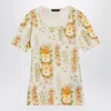 Prada Floral-pattern Crew-neck T-shirt In Yellow