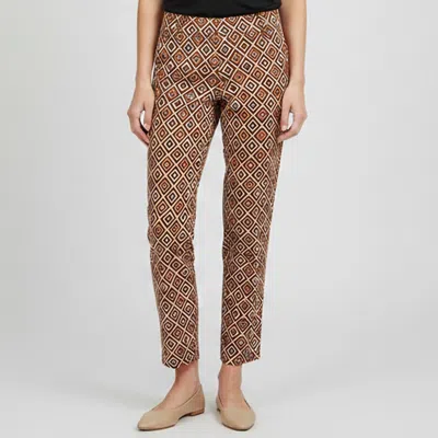 Pre-owned Prada Orange Geometric Print Silk And Wool Blend Trousers Xs
