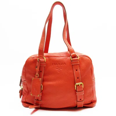 Prada Leather Shopper Bag () In Orange