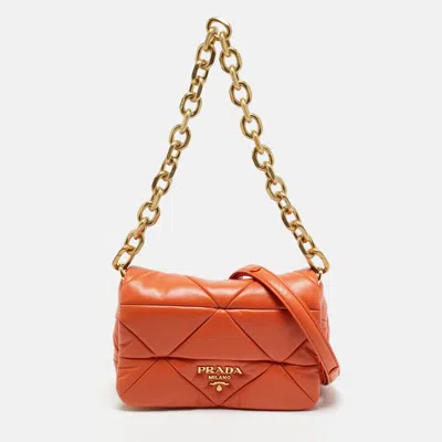 Pre-owned Prada Orange Nappa Leather Patchwork System Shoulder Bag