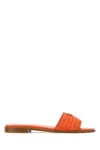 Prada Orange Raffia Slippers In Orange