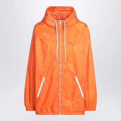 PRADA PRADA  ORANGE RAINCOAT IN LIGHTWEIGHT RE-NYLON