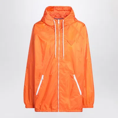 PRADA ORANGE RAINCOAT IN LIGHTWEIGHT RE-NYLON