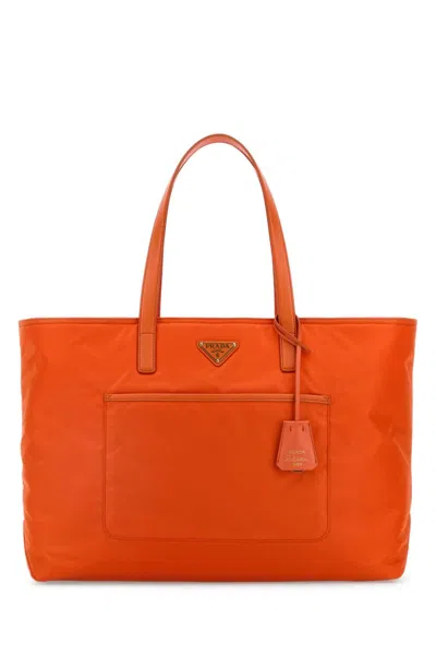 Prada Women Orange Re-nylon Large Re-edition 1978 Shopping Bag