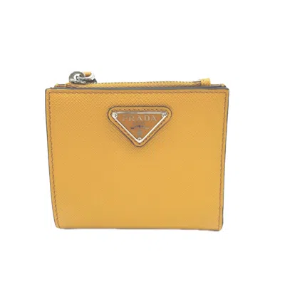 Pre-owned Prada Orange Saffiano Triangle Wallet (bi-fold) ()