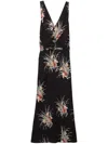 Prada Women Orchid Print Midi Dress In Black