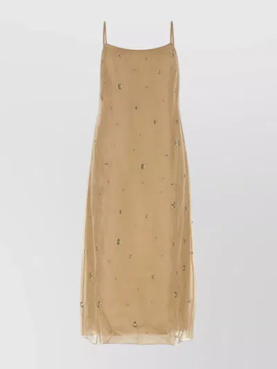 PRADA ORGANZA DRESS WITH SPAGHETTI STRAPS AND SEQUIN EMBELLISHMENTS