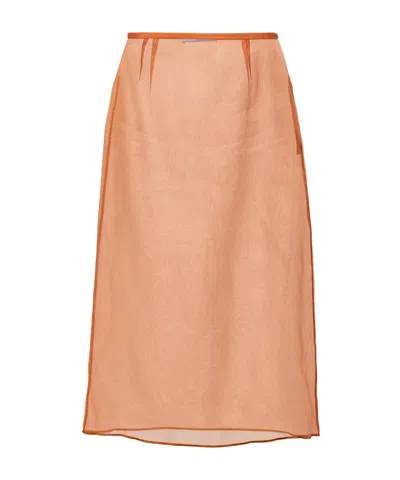 PRADA PRADA DOUBLE LAYER SEMI-SHEER MIDI SKIRT