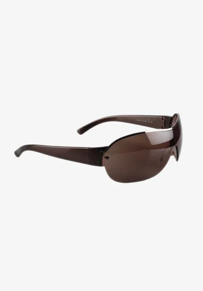 Pre-owned Prada Original  Men Racer Sunglasses Brown Silver Case