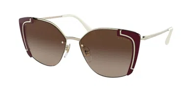 Pre-owned Prada Ornate Pr 59vs Pale Gold And Burgundy/brown Shaded (430-6s1) Sunglasses