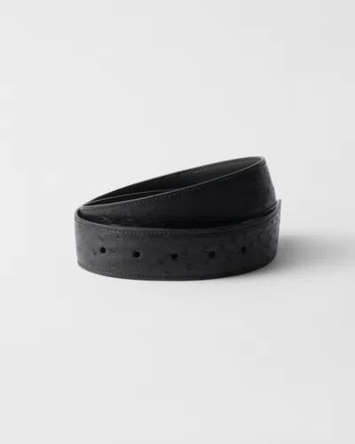 Prada Ostrich Leather Belt Strap