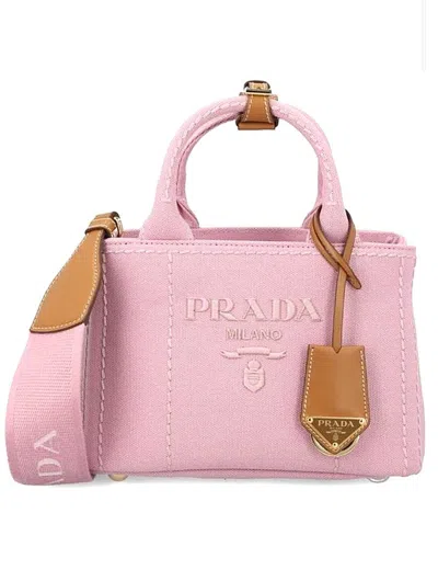 Prada Mini Double Handle Shoulder Bag In Beige