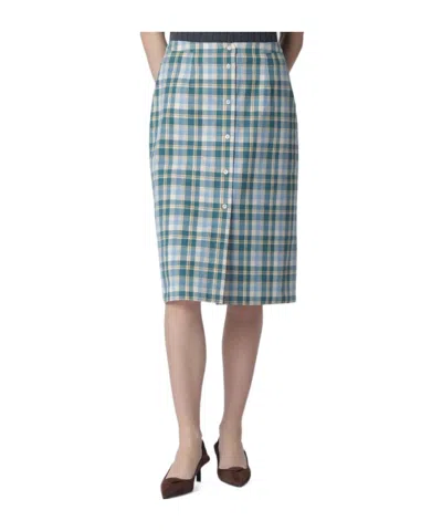 Prada Ottanio Pencil Skirt With Check Pattern In Blue