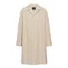 Prada Single-breasted Cotton Overcoat In Neutrals