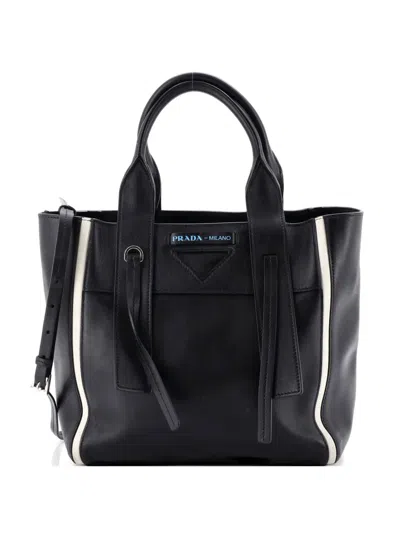 Pre-owned Prada Ouverture Grace Lux Medium Tote Bag In Black