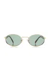 Prada Oval-frame Metal Sunglasses In Green