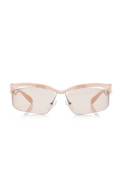 Prada Oval-frame Plastic Sunglasses In 12s4i2 Opal Peach