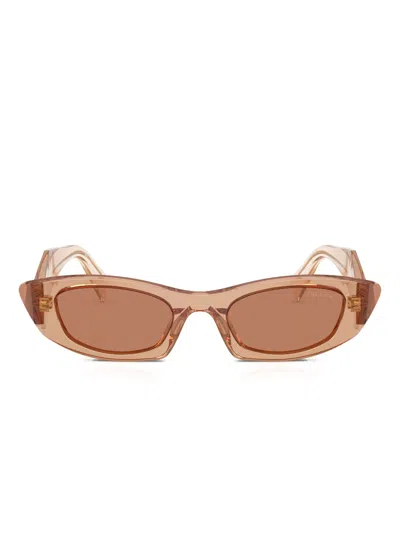 Prada Oval-frame Sunglasses In Brown