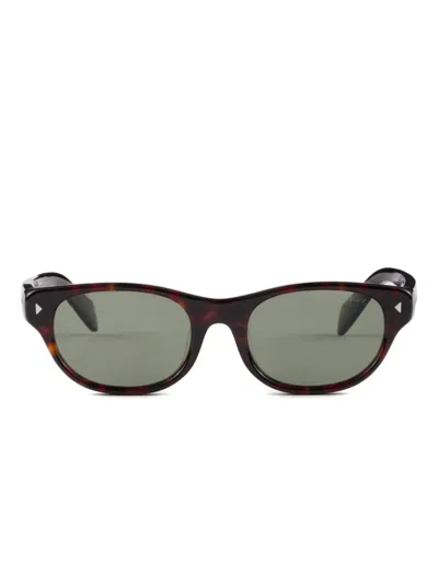 Prada Oval-frame Sunglasses In Brown