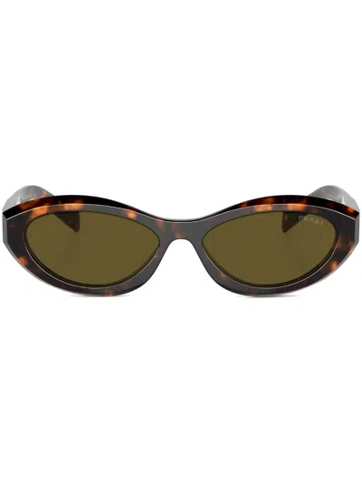 Prada Oval-frame Sunglasses In Brown