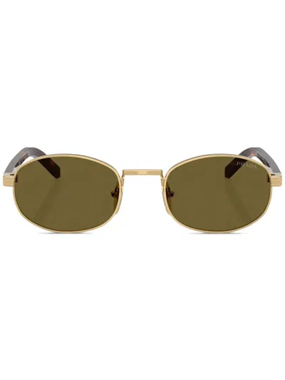 Prada Oval-frame Sunglasses In Gold