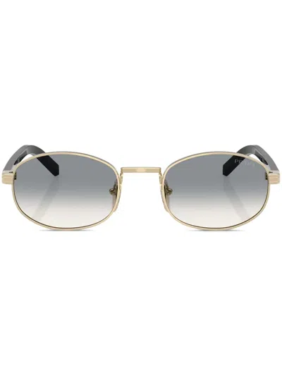 Prada Oval-frame Sunglasses In Gold