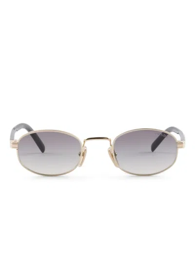 Prada Sunglasses With The Iconic Metal Plaque In Slate Gray Lenses