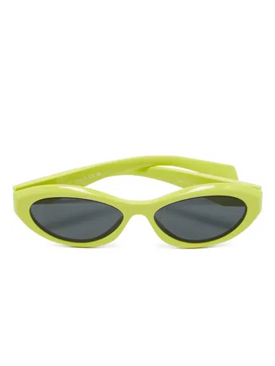 Pre-owned Prada Oval-frame Sunglasses In Green