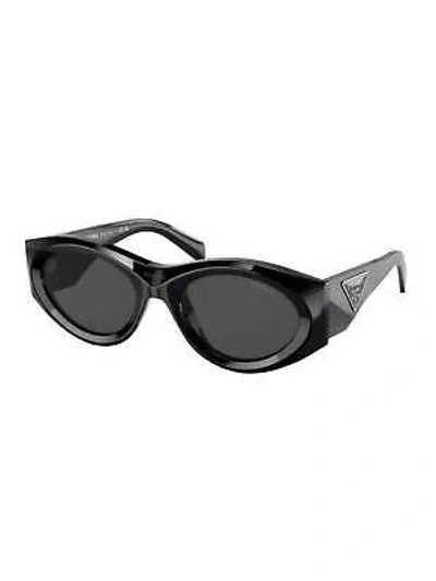 Pre-owned Prada Oval Plastic Sunglasses With Grey Lens For Women - Size 53mm In Black