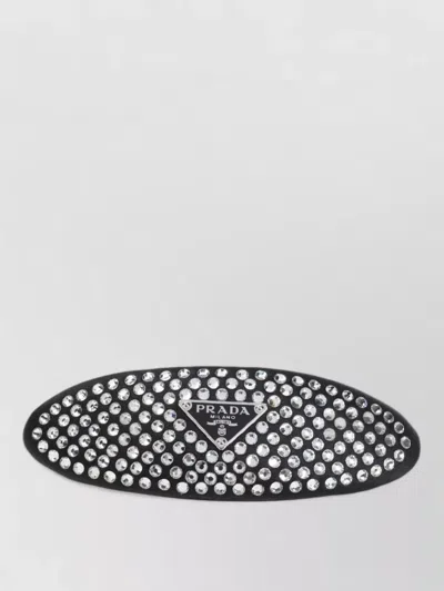 Prada Oval Rhinestone Hair Accessory Piece In Black