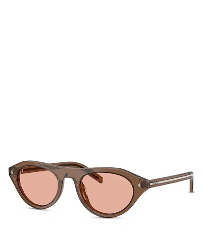 Prada Oval Sunglasses, 52mm In Brown