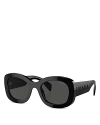 Prada Oval Sunglasses, 55mm In Black