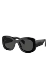 Prada Dark Grey Oval Ladies Sunglasses Pr A13s 1ab5s0 54 In Black/gray Solid