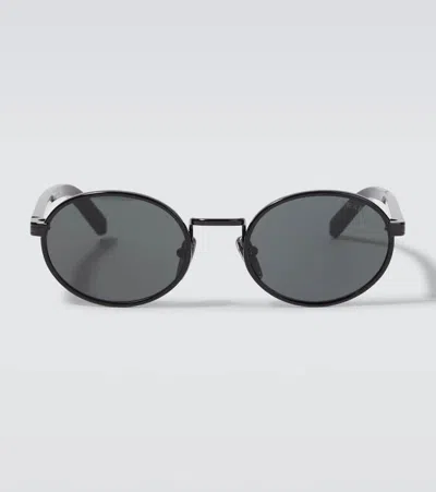 Prada Oval Sunglasses In Black
