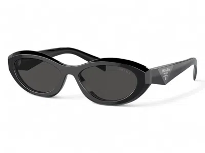Pre-owned Prada Oval Sunglasses In Black (pr_26zs_16k08z)