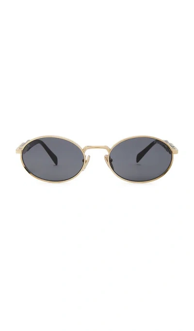 Prada Oval Sunglasses In Gold