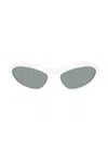 Prada Logo Acetate & Plastic Wrap Sunglasses In Talc