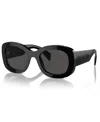 Prada Dark Grey Oval Ladies Sunglasses Pr A13s 1ab5s0 54 In Black
