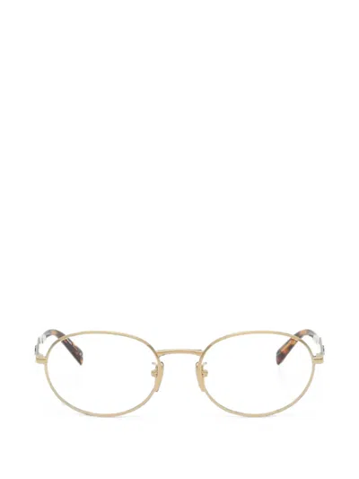 Prada Oval-frame Glasses In Gold