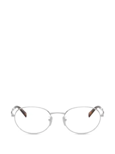 Prada Oval-frame Glasses In Silver