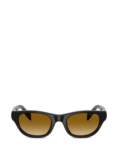 Prada Oval-frame Sunglasses In Black