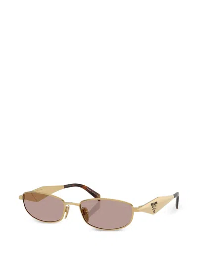 Prada Oval-frame Sunglasses In Gold