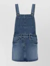 Prada Overall Dress With Adjustable Straps And Pockets In Blue